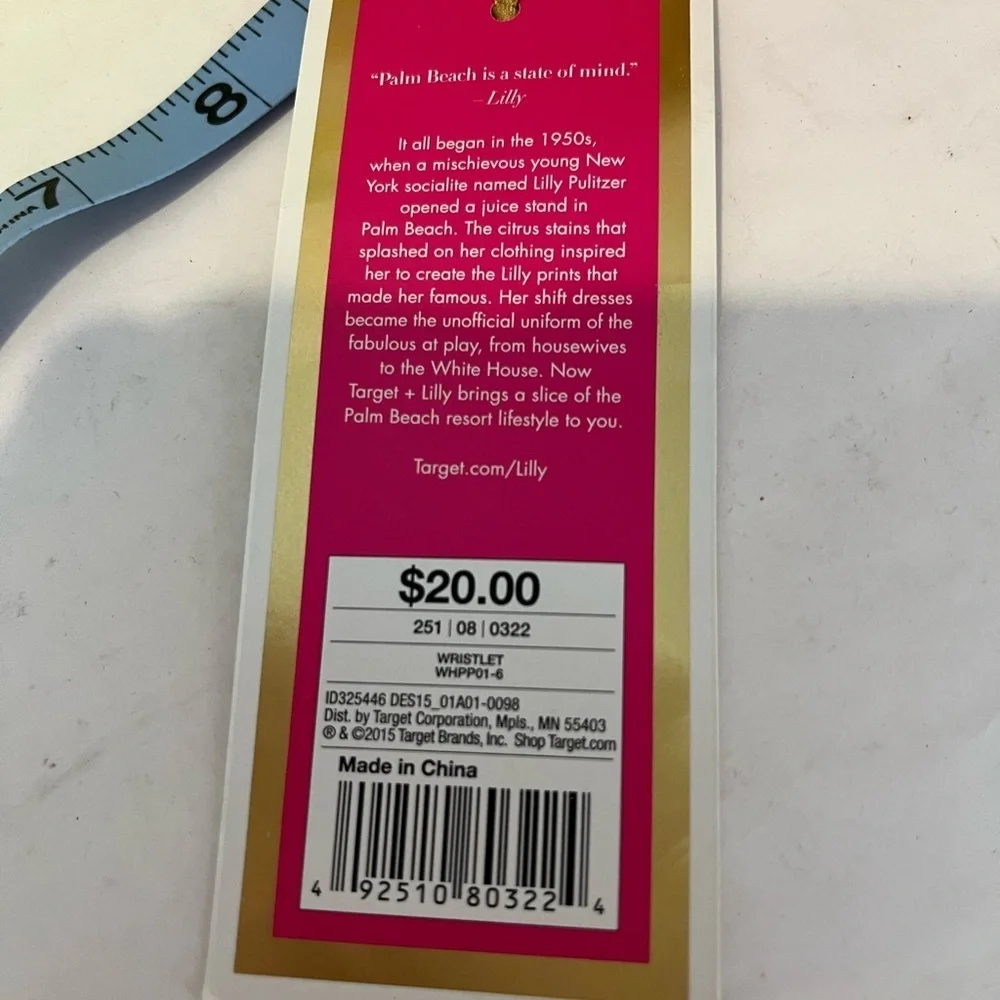 Lilly Pulitzer Pink and Green Floral Wristlet with Bamboo Accent - Picture 4 of 6